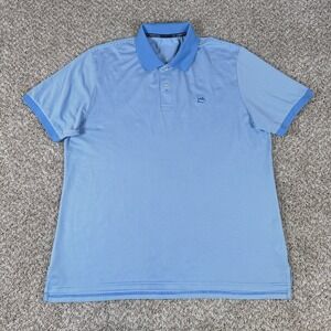 Southern Tide Polo Shirt Mens XL Blue Striped Performance Short Sleeve